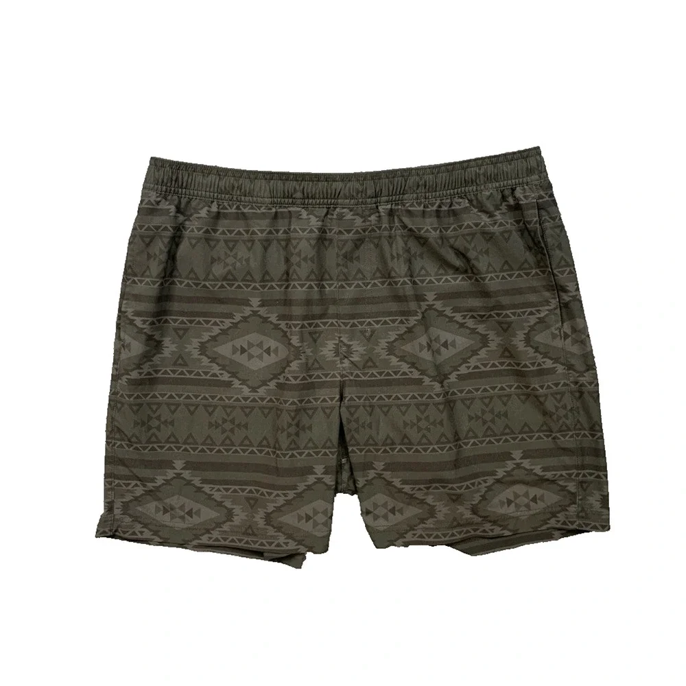 Chubbies Shorts Men XL Hunter Green Grey The Quest 6 Inch Athlounger Aztec Print